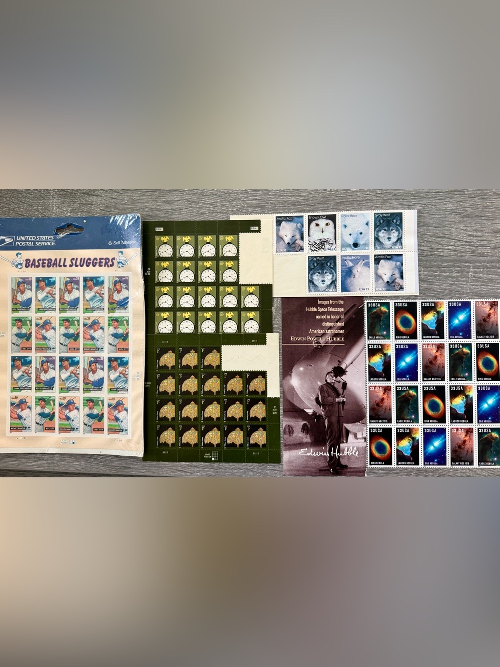 USPS STAMP ASSORTMENT Baseball, Hubble Space Images, Owls, Clocks, Lamps